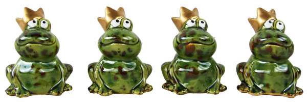 Charmantes 4er Set Froschkönig - Höhe ca. 6,9 cm